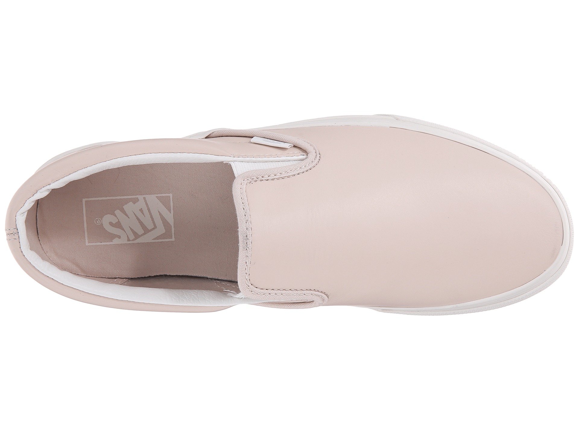 Vans Classic Slip-On™ (Leather) Whispering Pink/Blanc de Blanc - Zappos ...