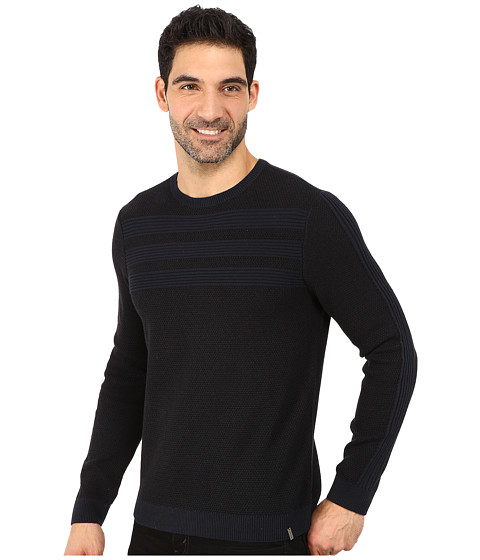 卡尔文克莱恩calvin klein棉制腈纶moss & garter stitch圆领毛衣