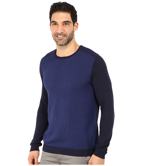 calvinkleincottonmodalplaitedribshoulderandjacquardcrewsweater