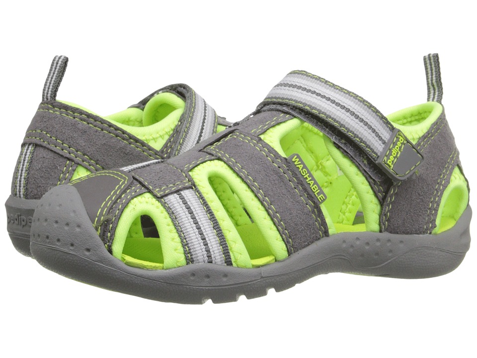 pediped - Sahara Flex (Toddler/Little Kid) (Grey/Lime) Boys Shoes