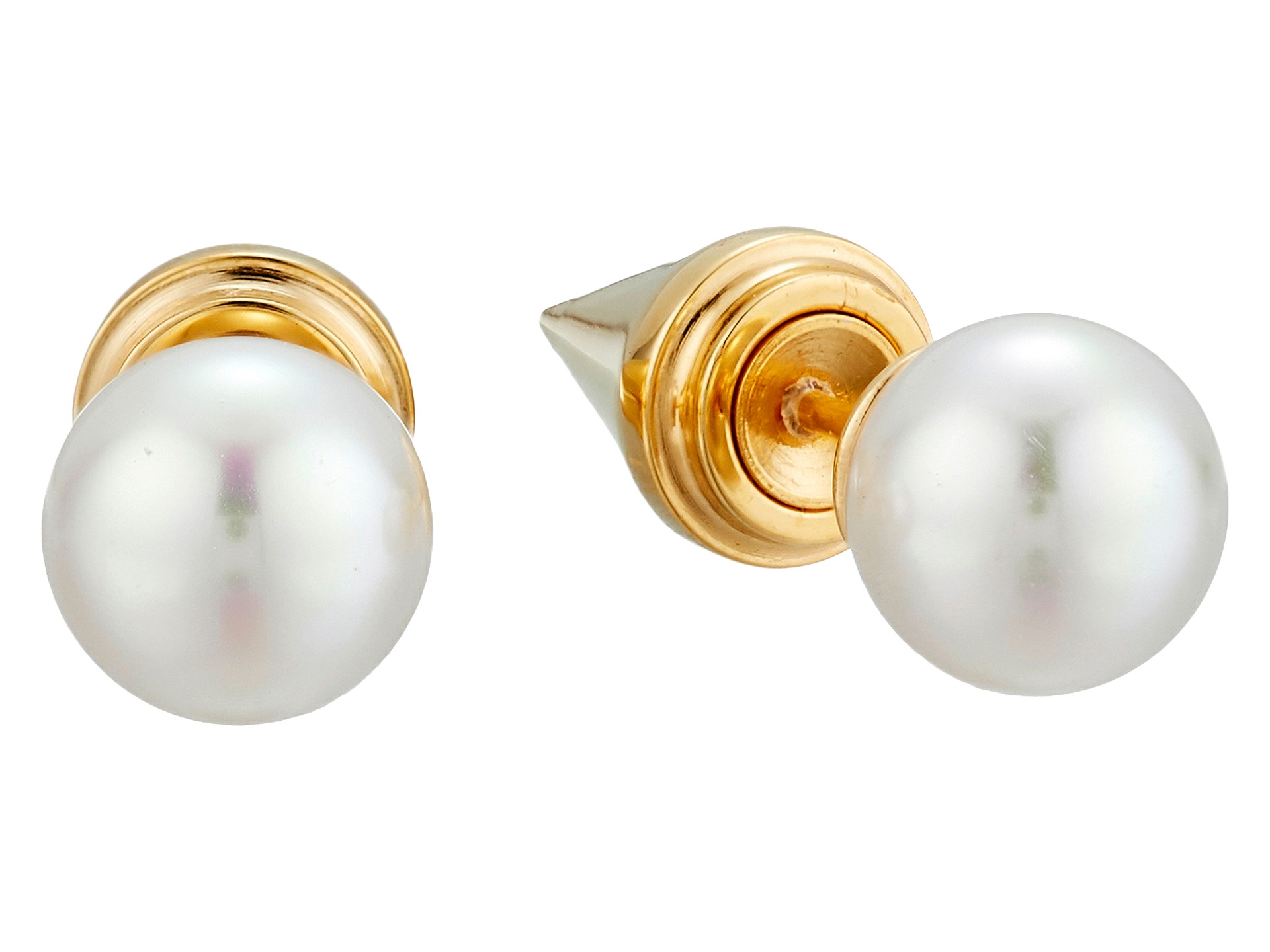 Majorica Spiked Back Pearl Stud Earrings Gold/White