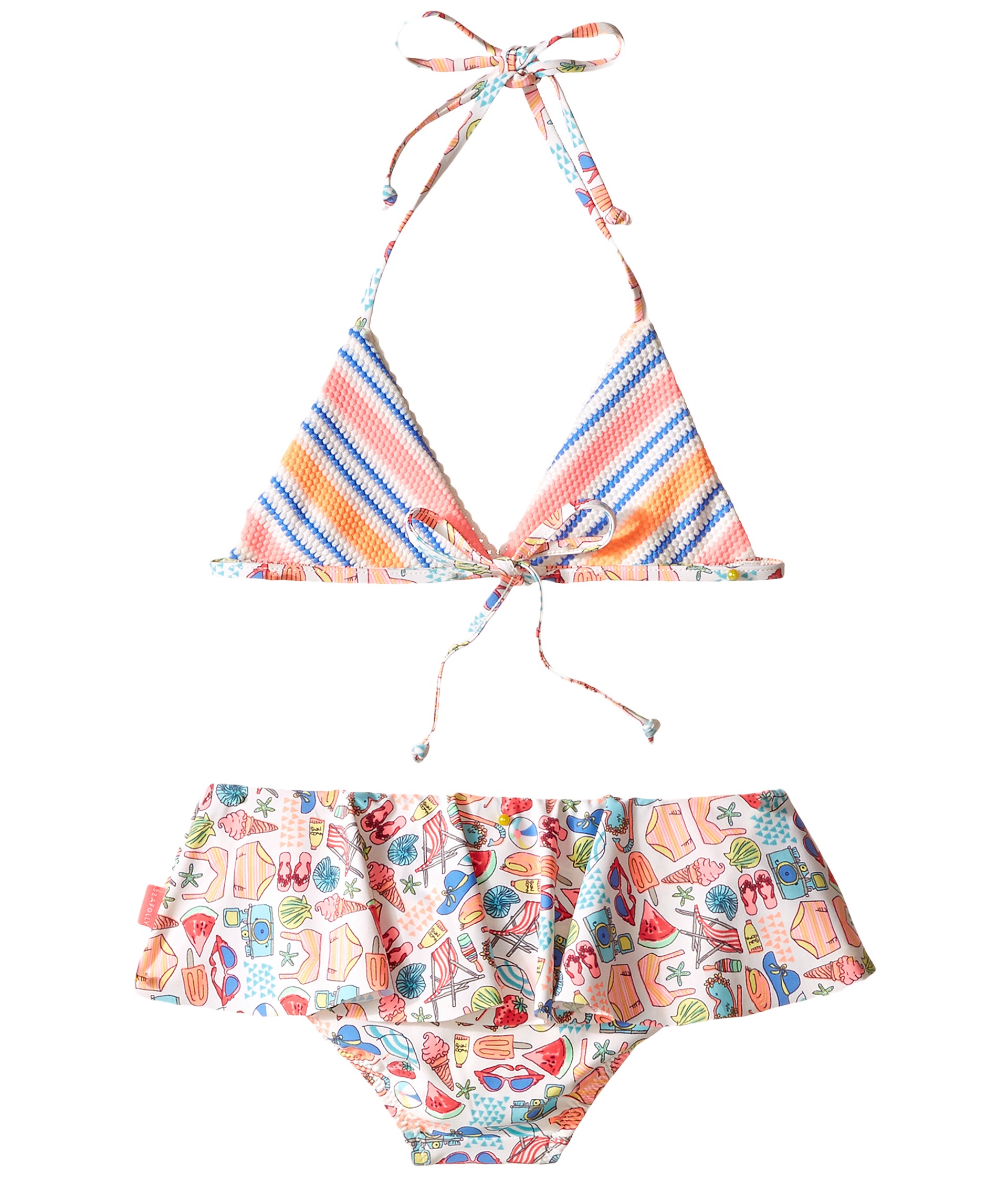Seafolly Kids Seaside Lane Triangle Bikini (Infant/Toddler/Little Kids ...