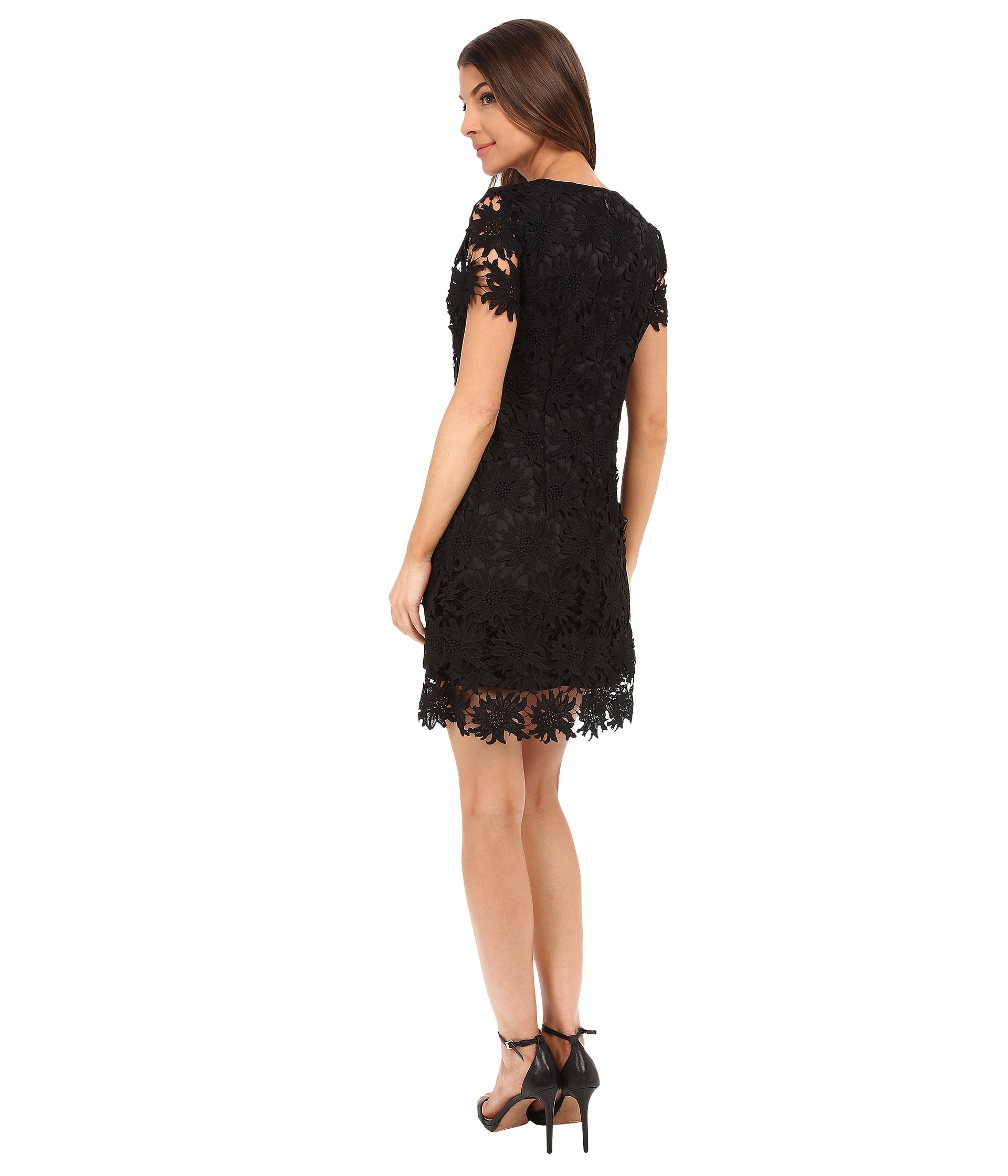 Adrianna Papell Scalloped Lace Flounce Hem Dress Black - Zappos.com ...