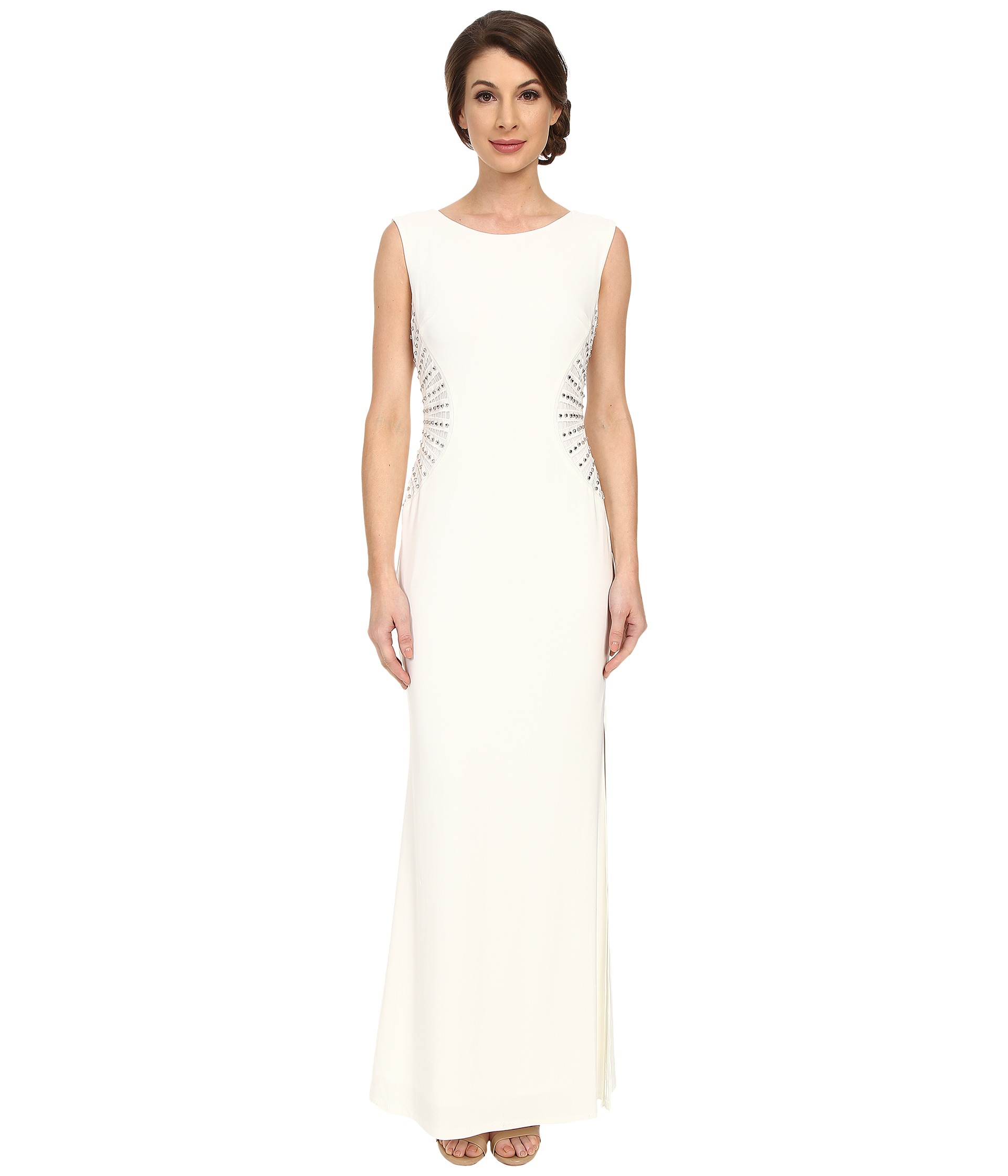 Laundry By Shelli Segal Embellished Side Jersey Gown Pearl