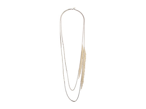 French Connection Asymmetrical Chain Fringe Necklace Silver/Gold - 6pm.com