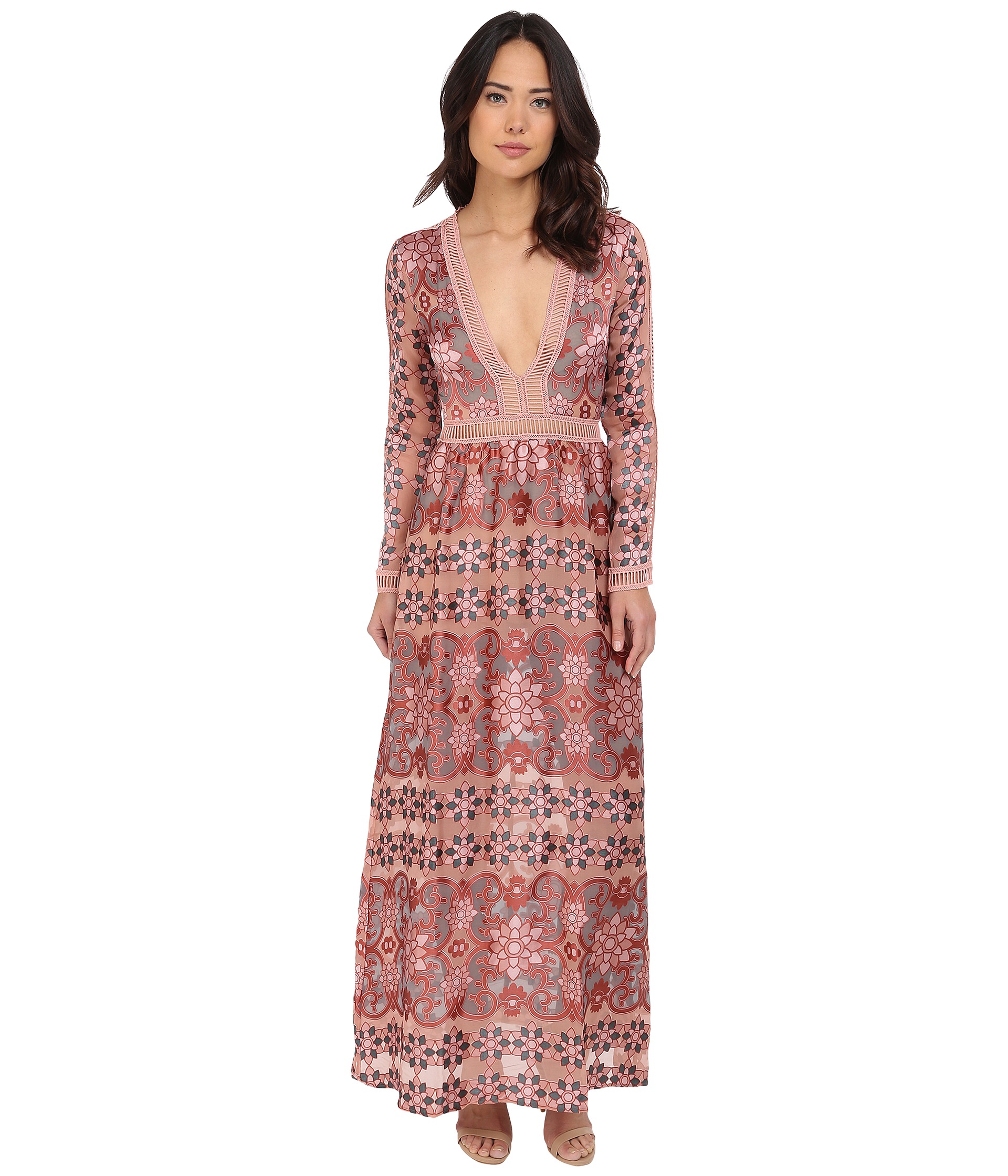 For Love And Lemons Juliet Maxi Dress Maroon