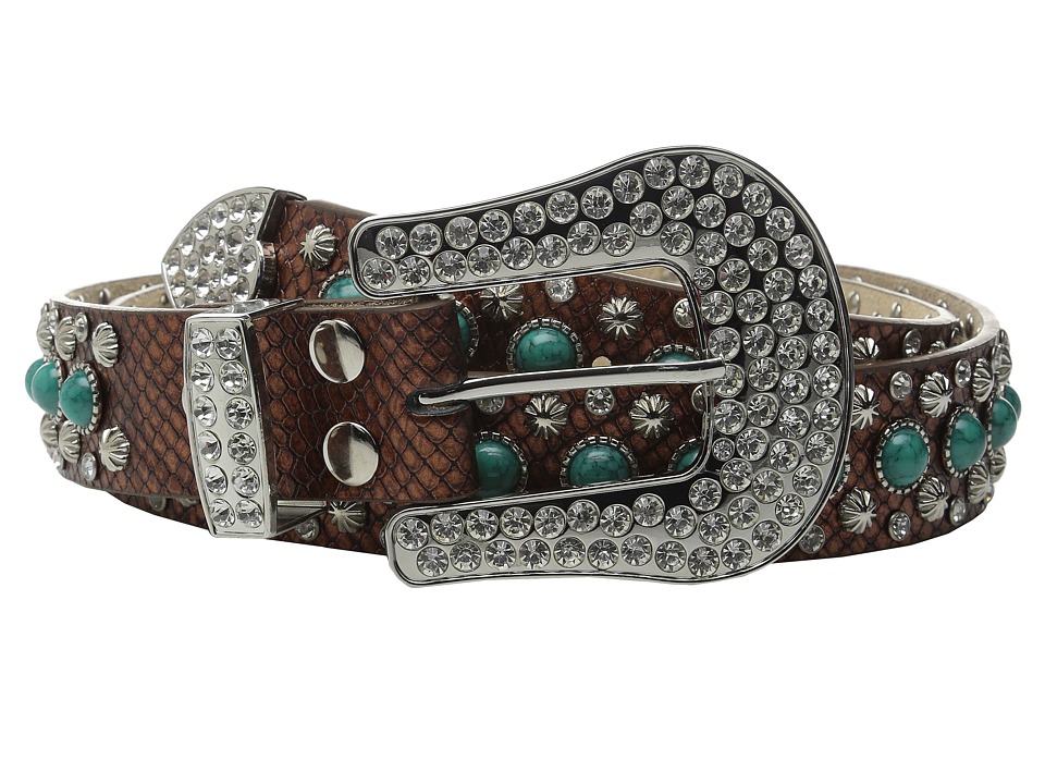 Belts & Belt Buckles - M&F Western - Turquoise Stone Snake Belt (Brown) Women&#39;s Belts was listed ...