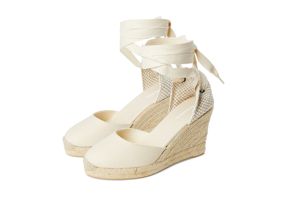 Soludos Tall Wedge Linen (Blush) Wedges