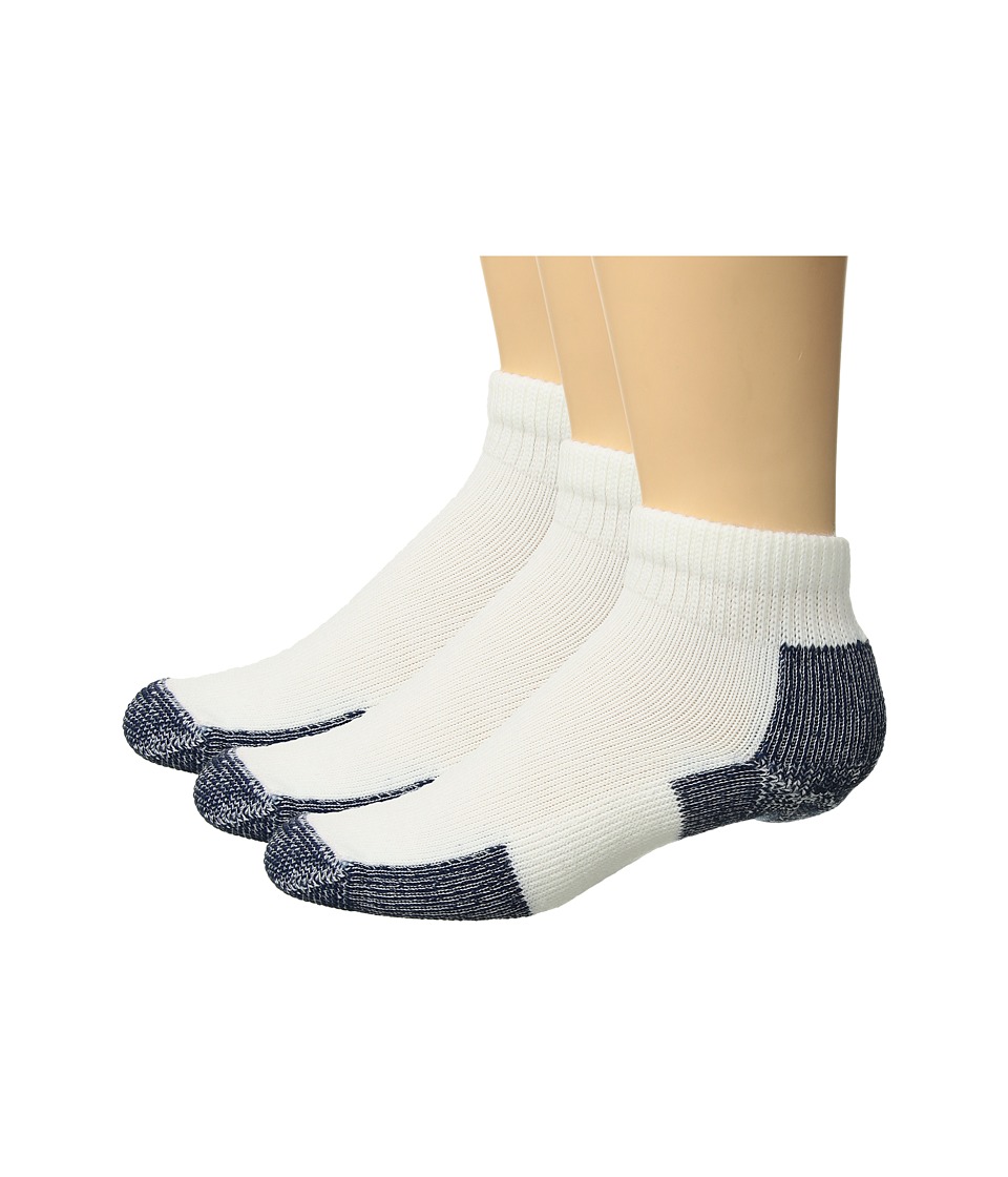 Thorlos - Running Mini-Crew 3-Pair Pack (White/Navy) Quarter Length Socks Shoes