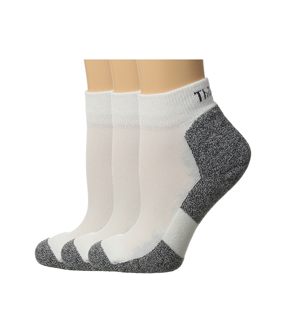 Thorlos - Lite Running Mini Crew 3-Pair Pack (White/Black) Womens Quarter Length Socks Shoes