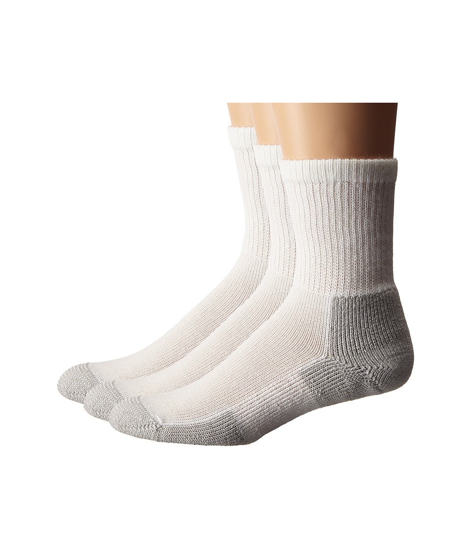 Thorlos - Running Crew 3-Pair Pack (White/Platinum) Crew Cut Socks Shoes