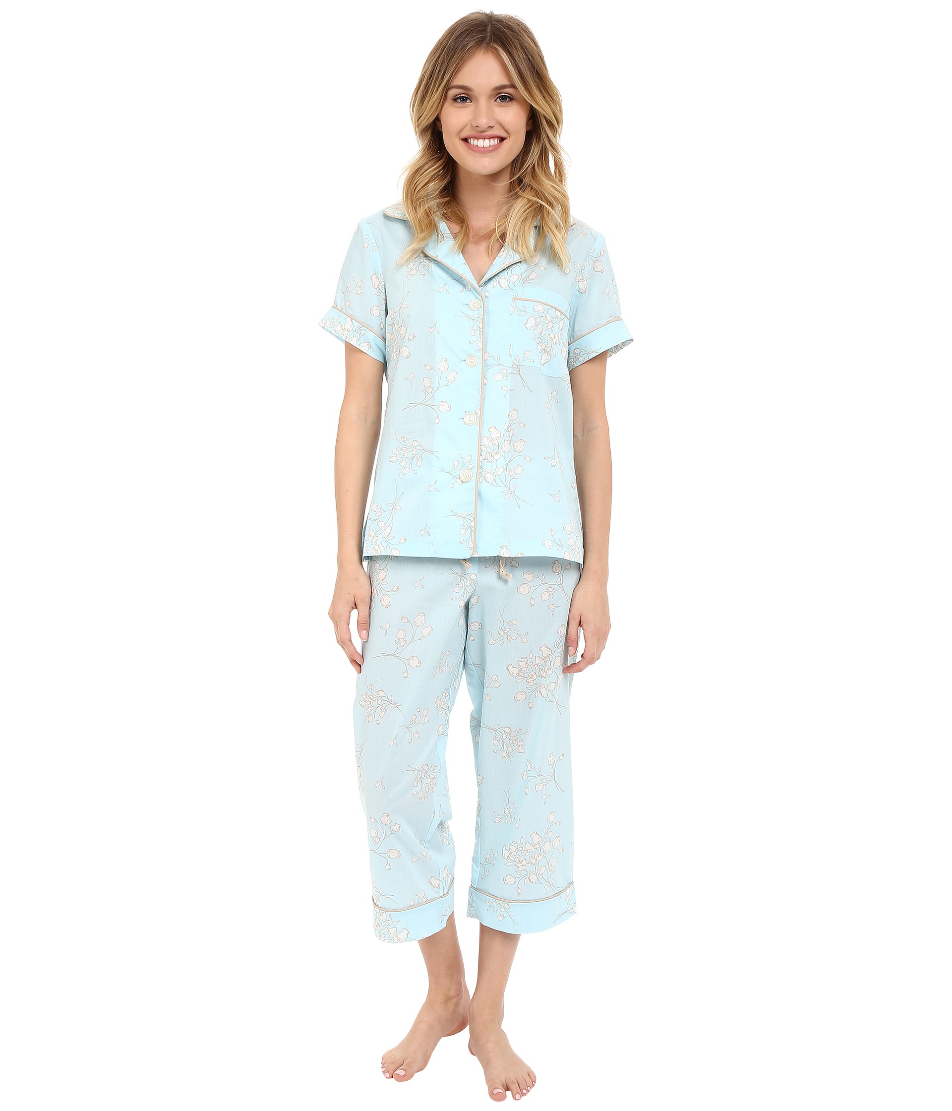 BedHead Short Sleeve Cropped Pants Pajama Set - Zappos.com Free ...