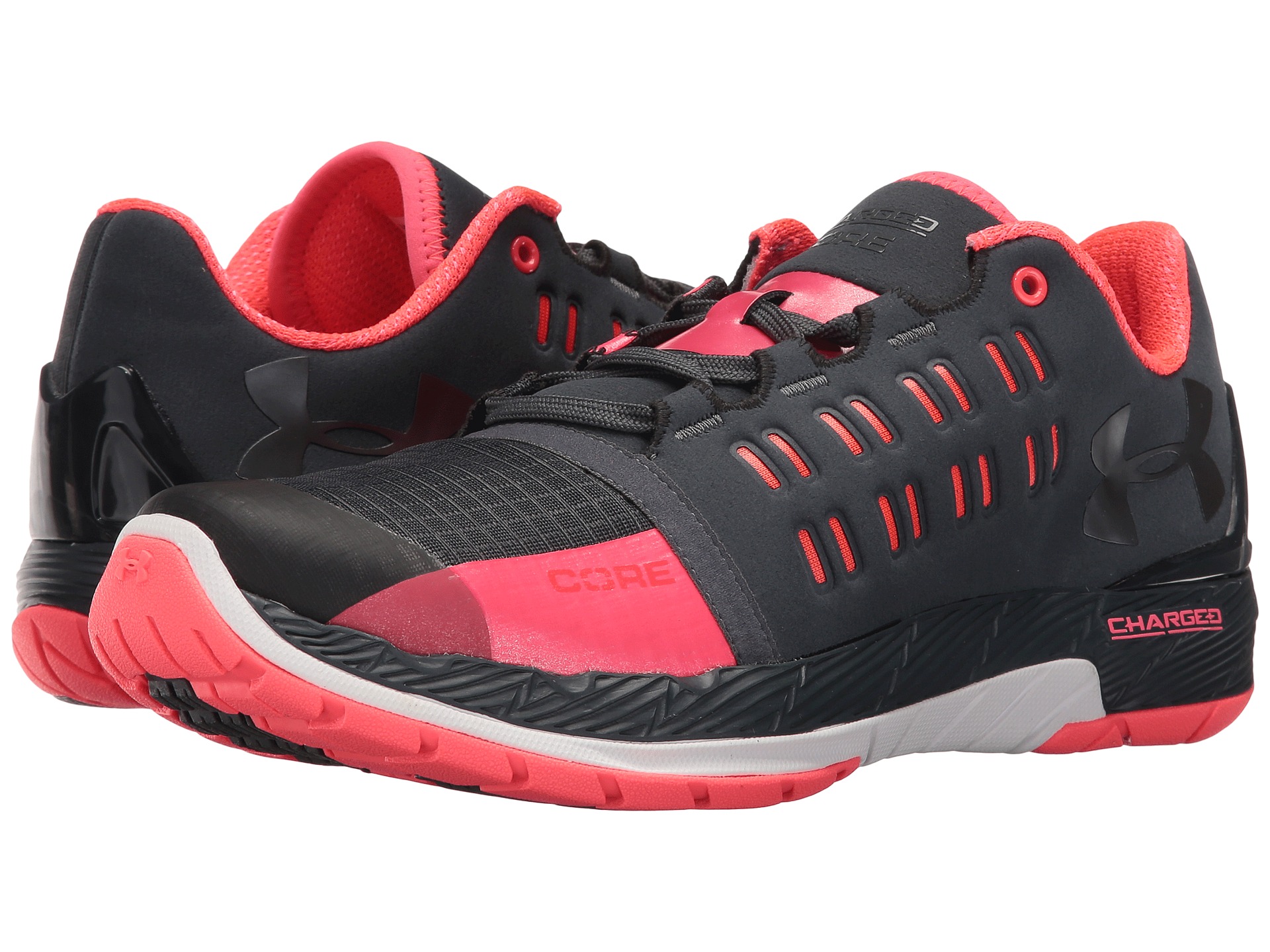 Under Armour UA Charged Core Stealth Gray/Pink Chroma/Graphite - Zappos ...