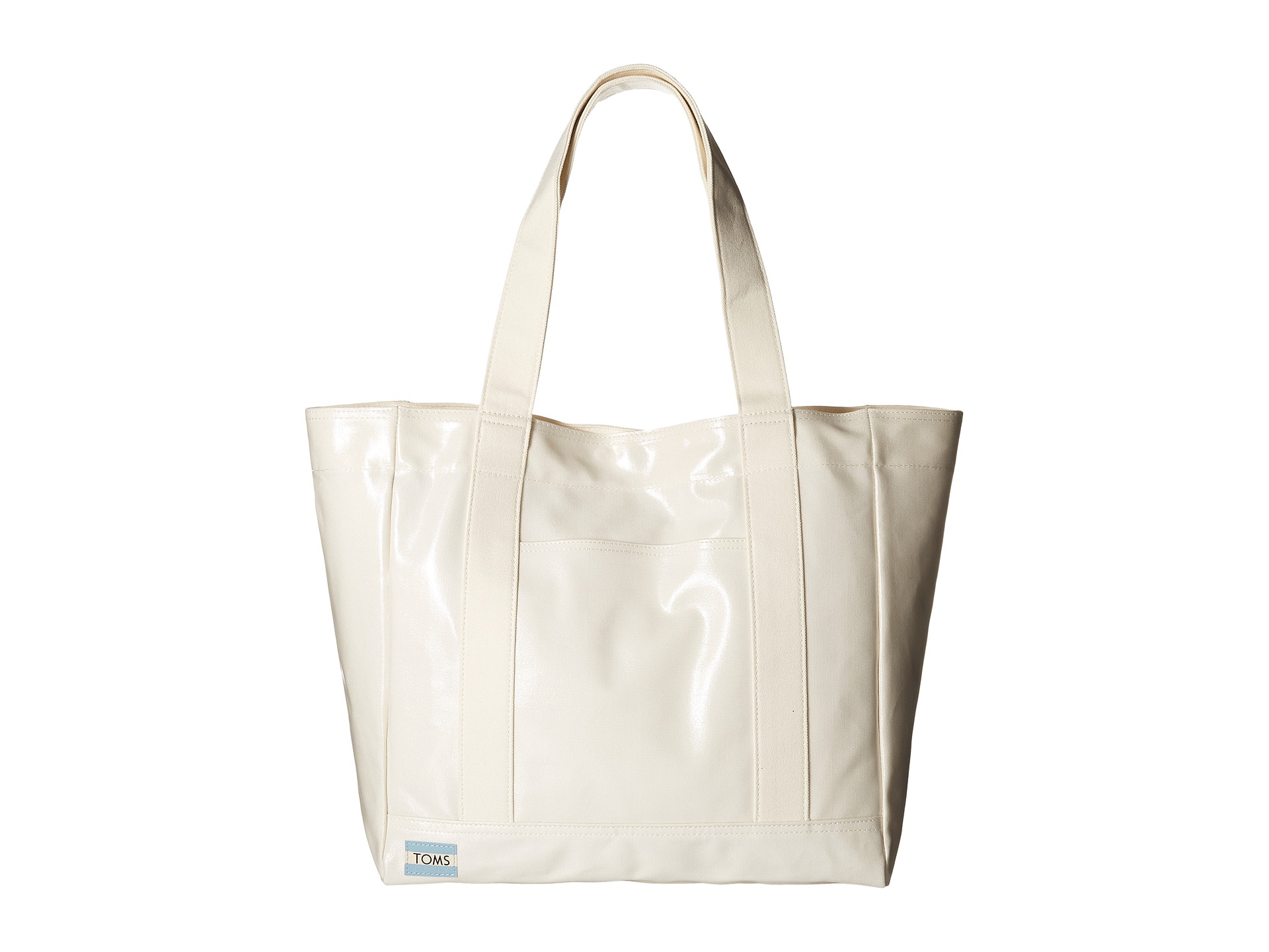TOMS Shiny Coated Canvas Tote Natural
