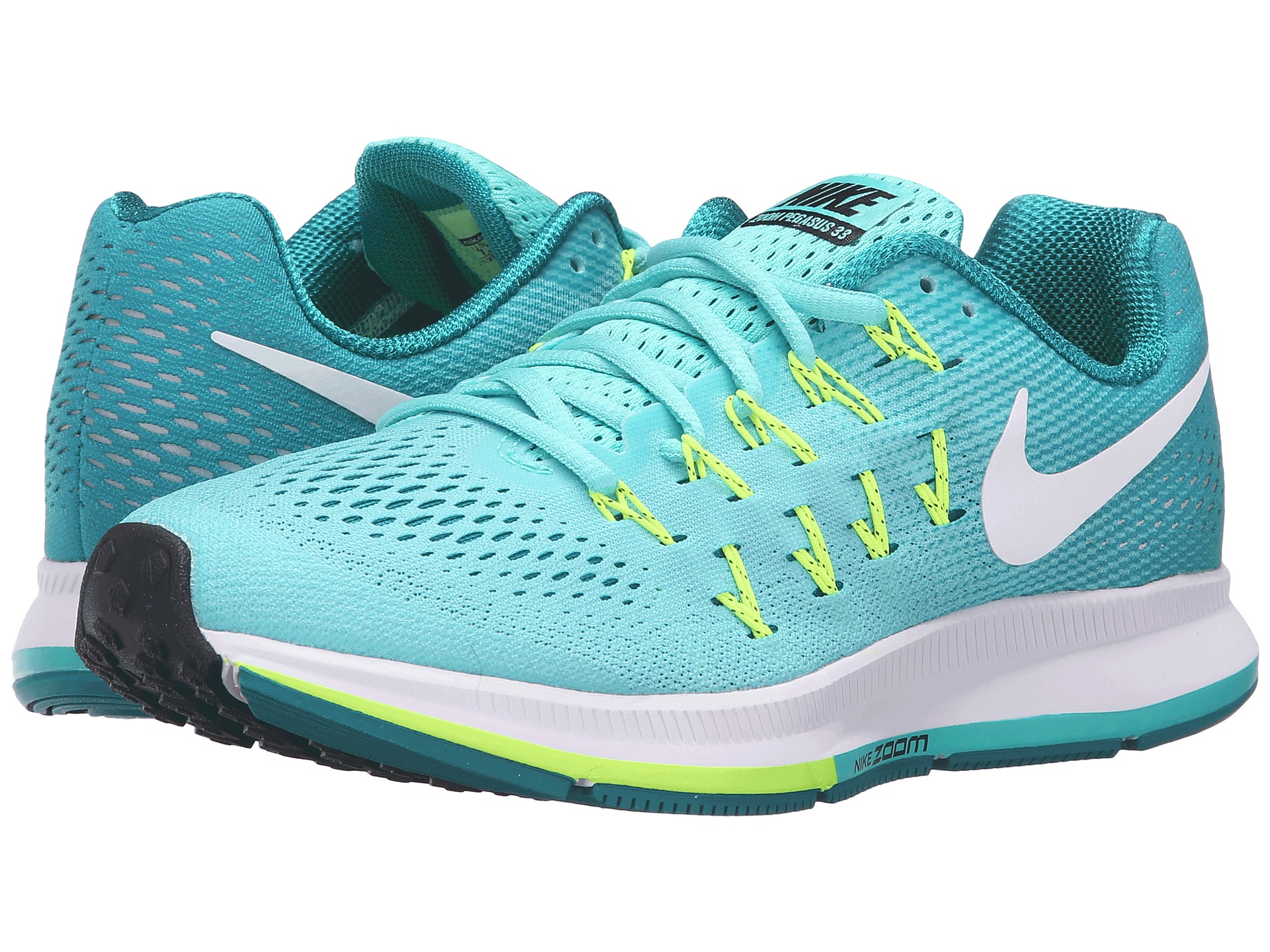 Nike Air Zoom Pegasus 33 Hyper Turquoise/White/Clear Jade/Volt - Zappos ...