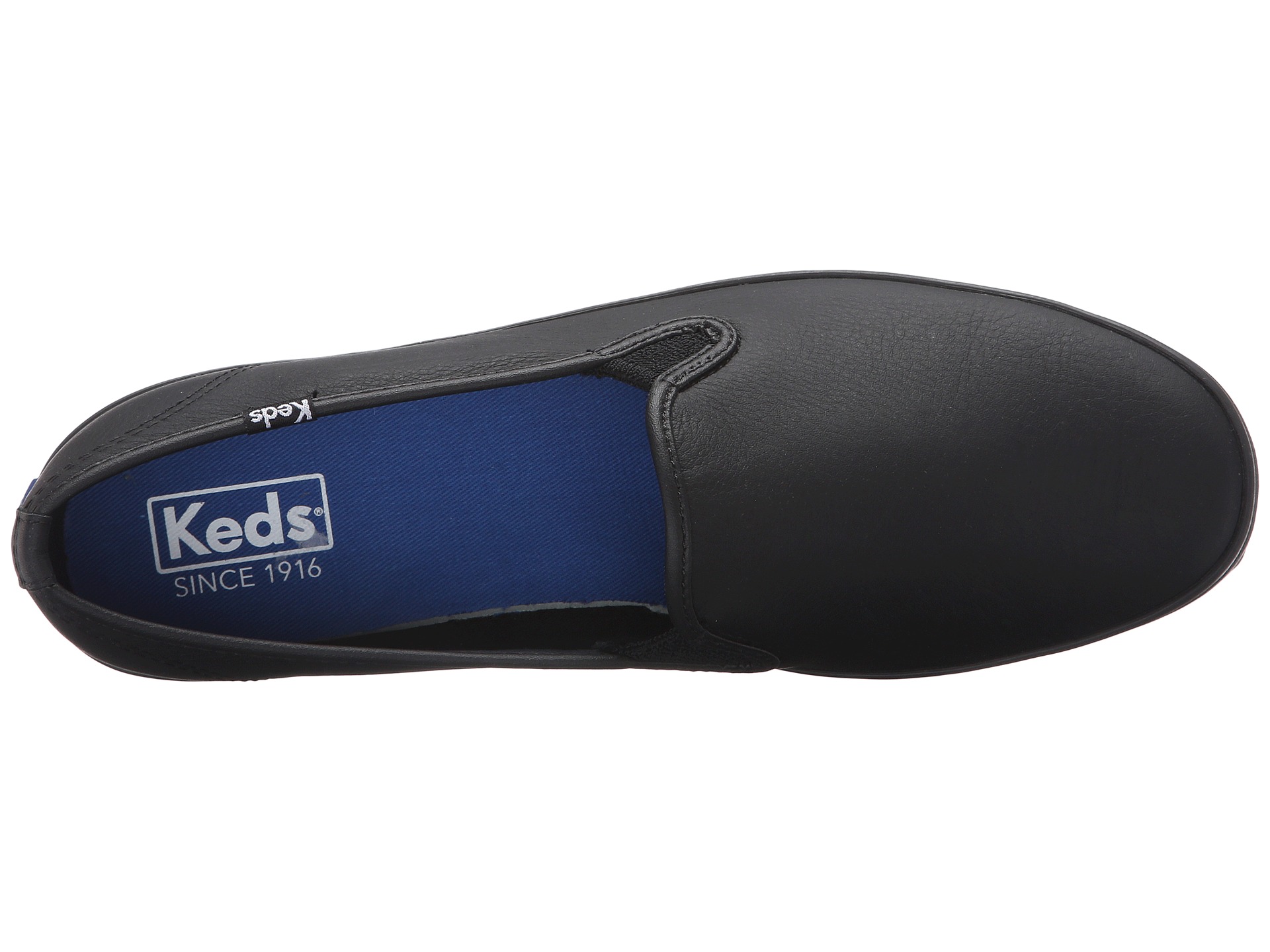 black leather keds slip ons