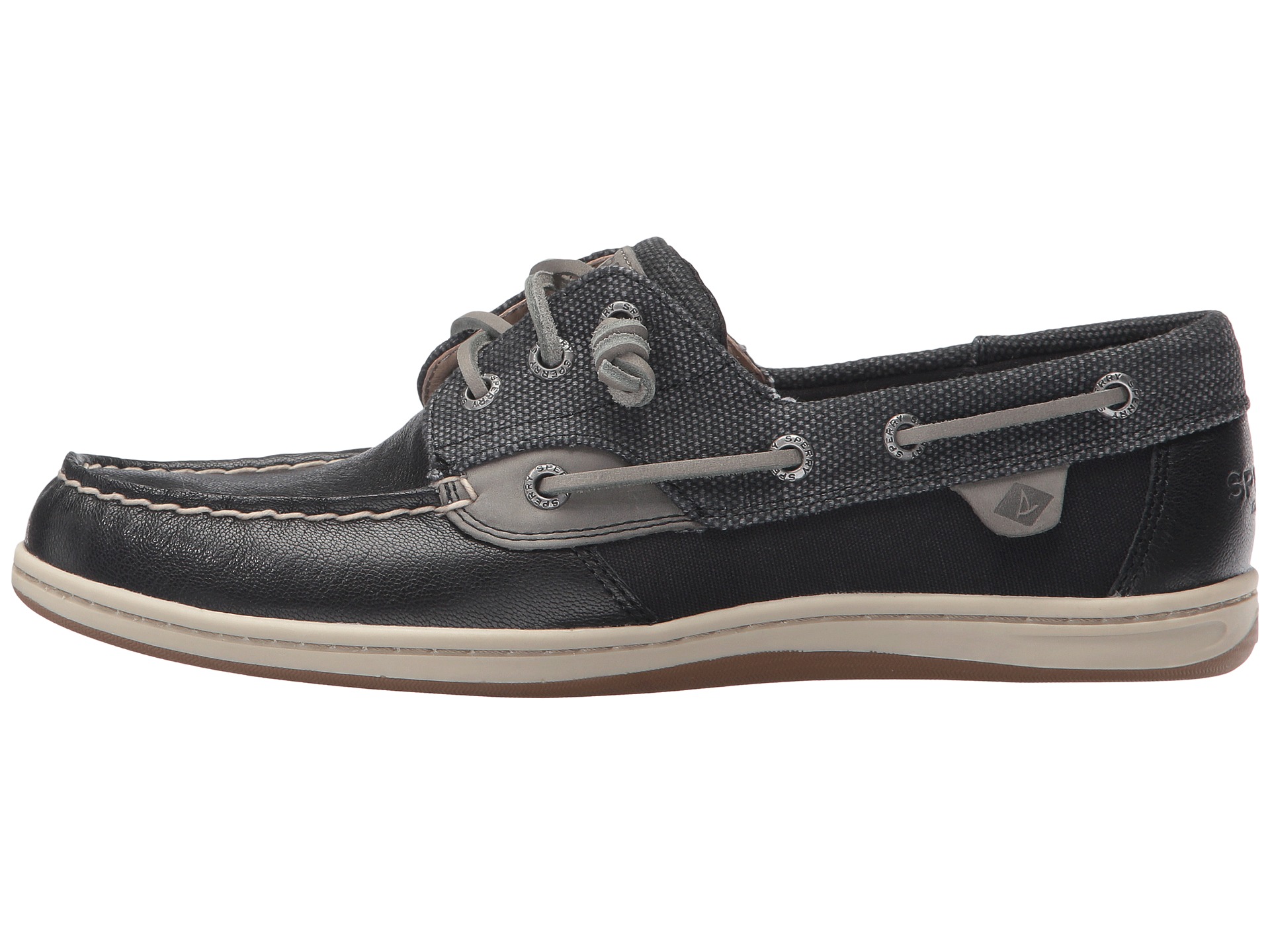 Sperry Top-Sider Songfish Waxy Canvas Black - Zappos.com Free Shipping ...