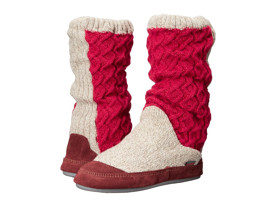 Acorn Slouch Boot (Red Cable Knit) Slippers