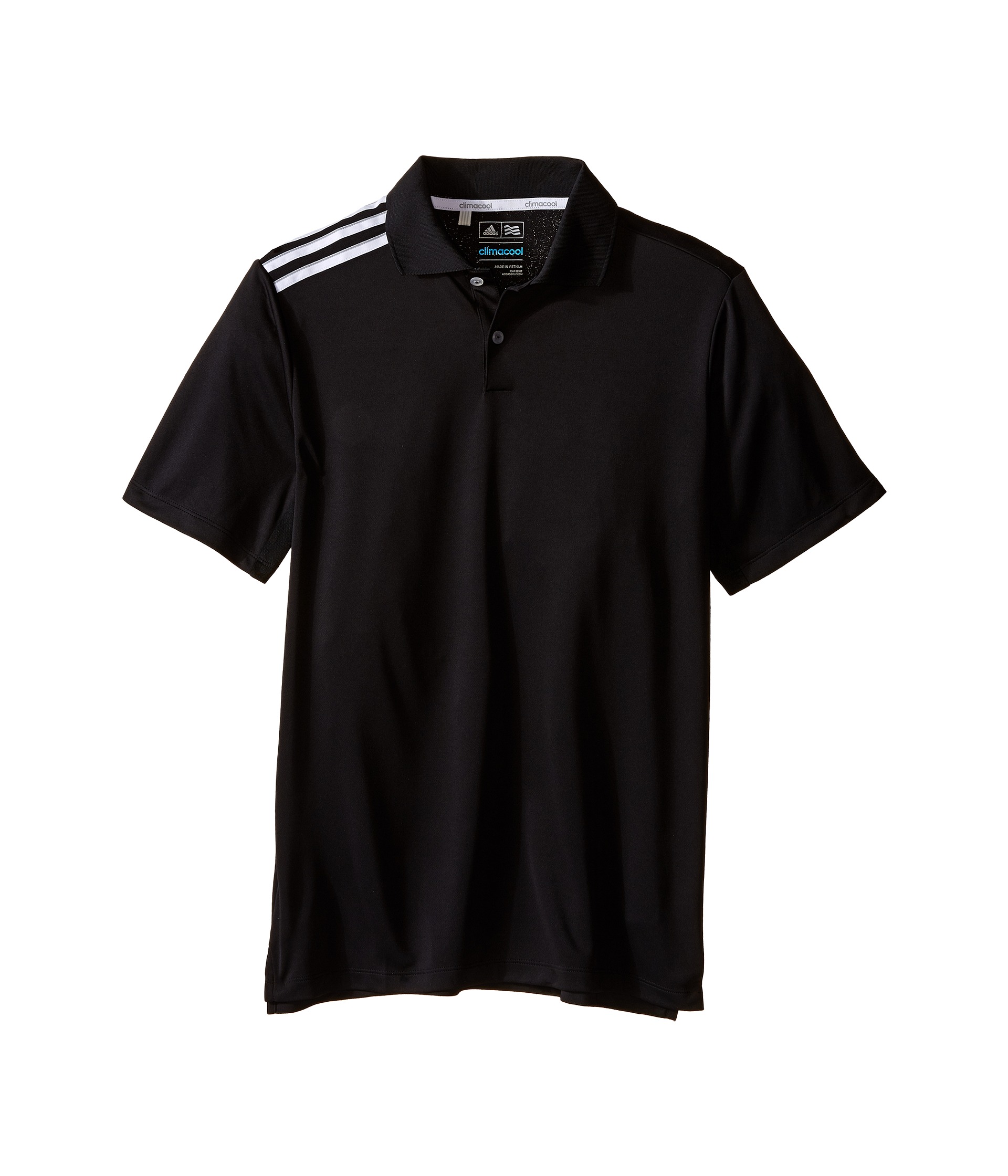 adidas Golf Kids Climacool 3-Stripes Polo (Big Kids) Black/Black/White ...