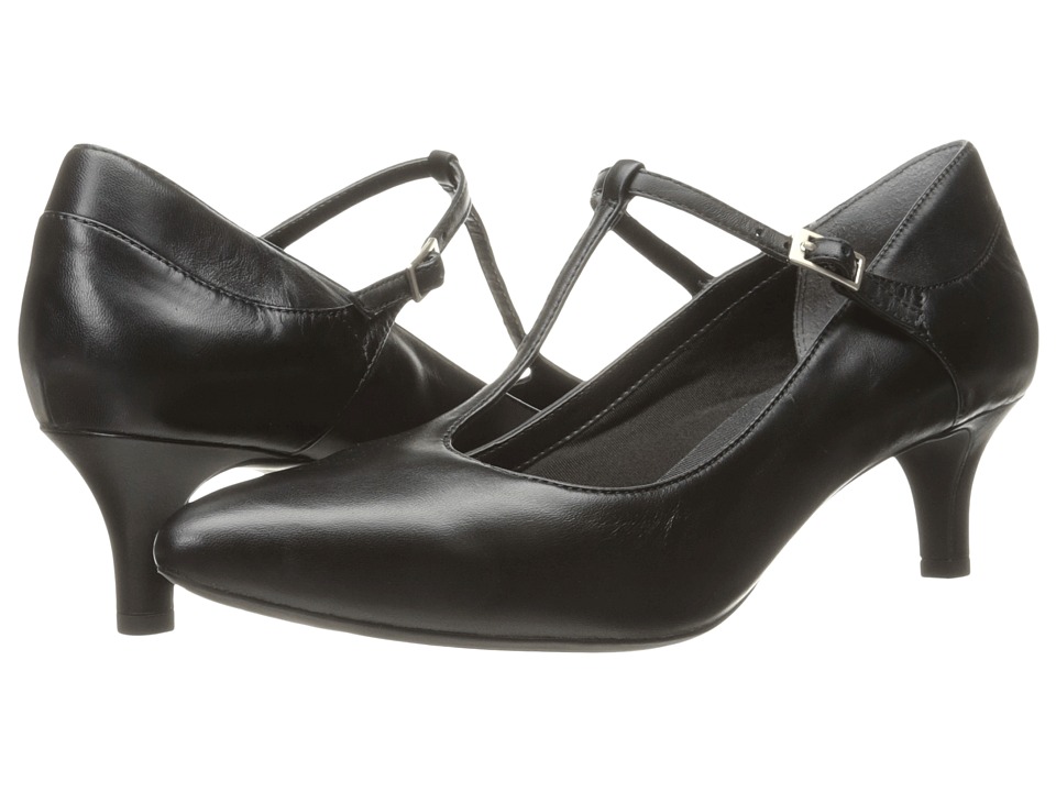 Rockport Total Motion Kalila T-Strap (Black Leather) Women's Shoes