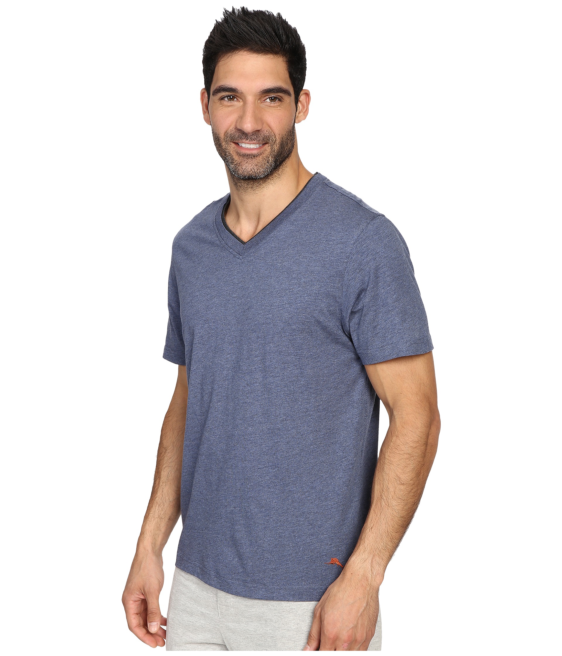 Tommy Bahama Heather Cotton Modal Jersey Short Sleeve V-Neck Tee Navy ...