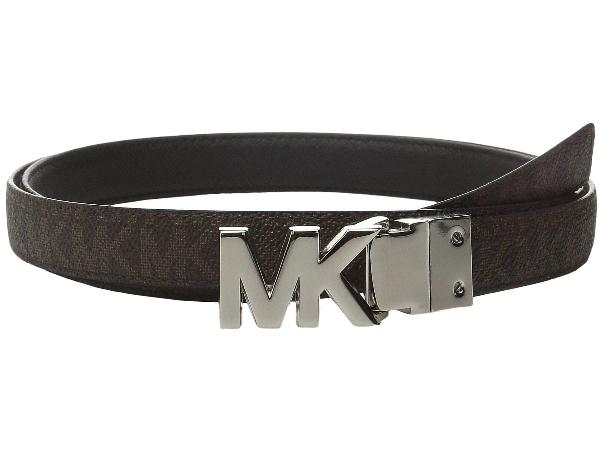 MICHAEL Michael Kors 20mm Reversible Saffiano to Logo PVC on MK Buckle ...