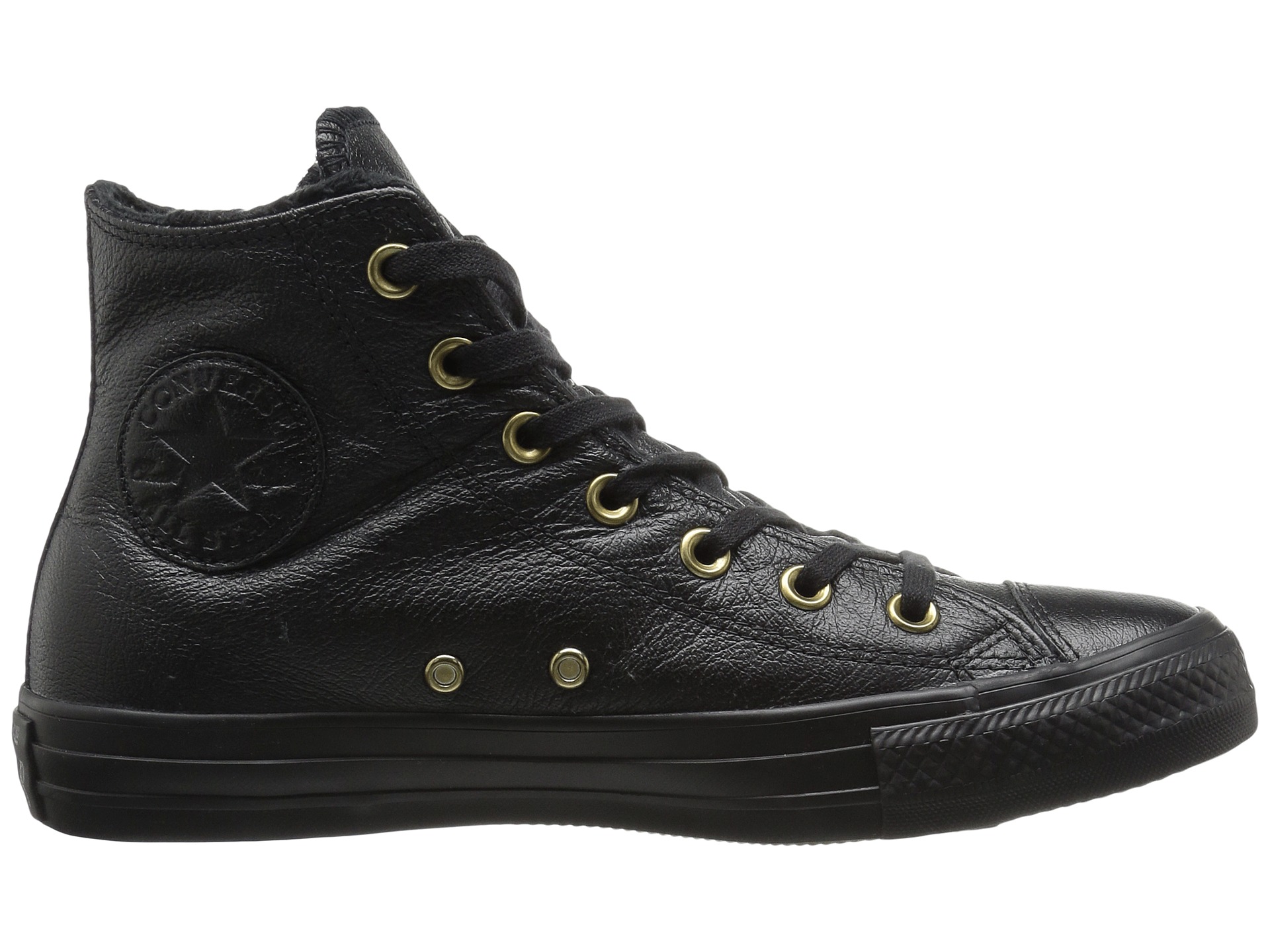 black leather shearling converse