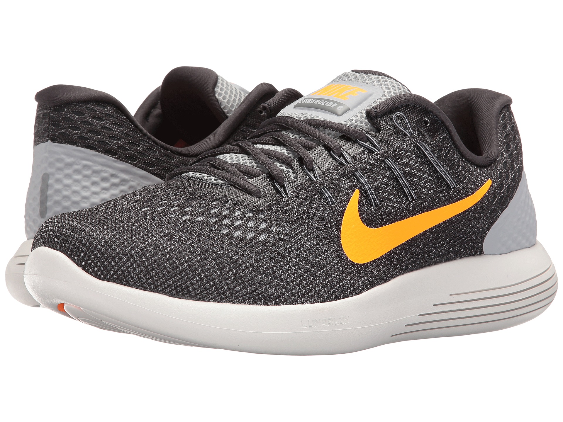 Nike Lunarglide 8 Wolf Grey/Anthracite/Cool Grey/Bright Citrus - Zappos ...