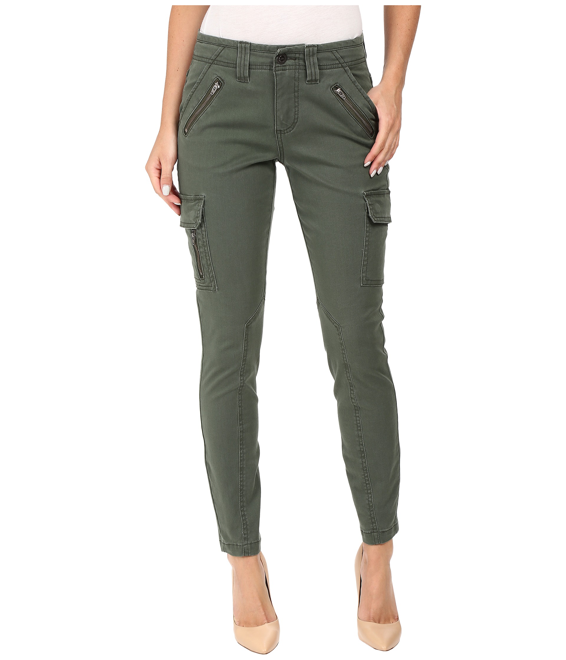 Jag Jeans Angie Skinny Cargo Pants in Bay Twill Deep Forest - Zappos ...