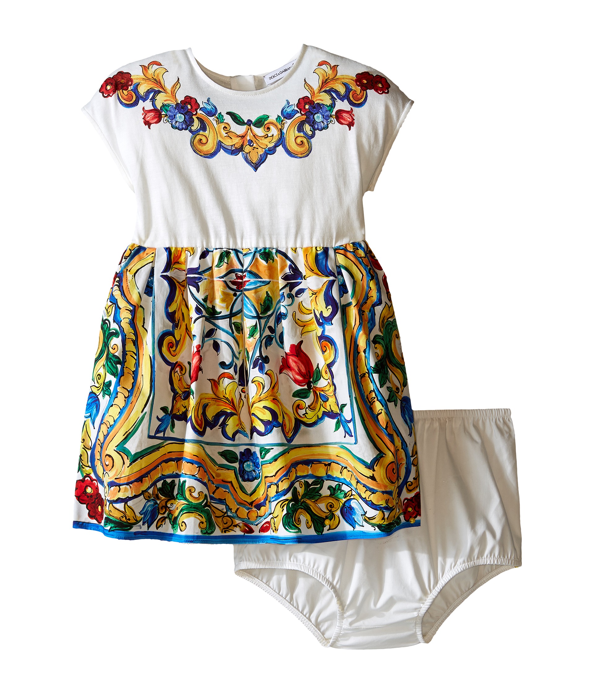 Dolce & Gabbana Kids Escape Maiolica Jersey/Poplin Dress (Infant)