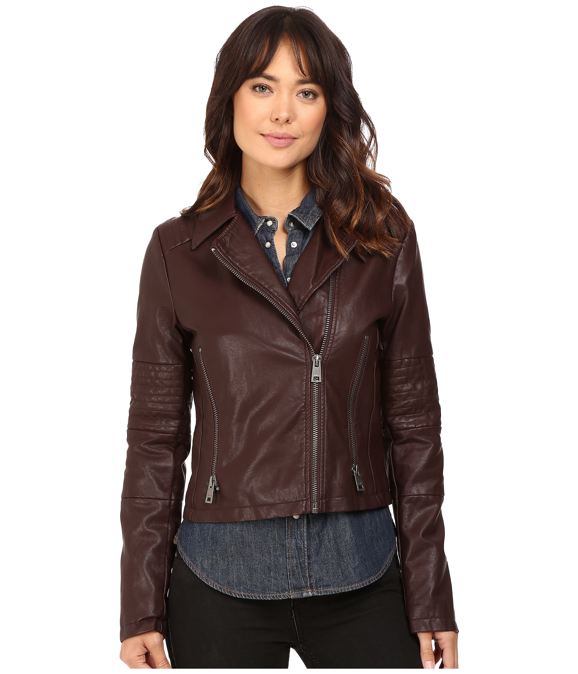 Levi's® Faux Leather Asymmetrical Motorcycle Jacket with Quilted Arms ...