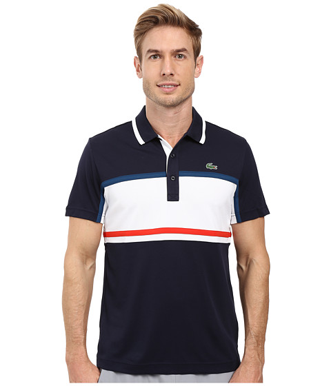 lacostesportshortsleeveultradrycheststripe