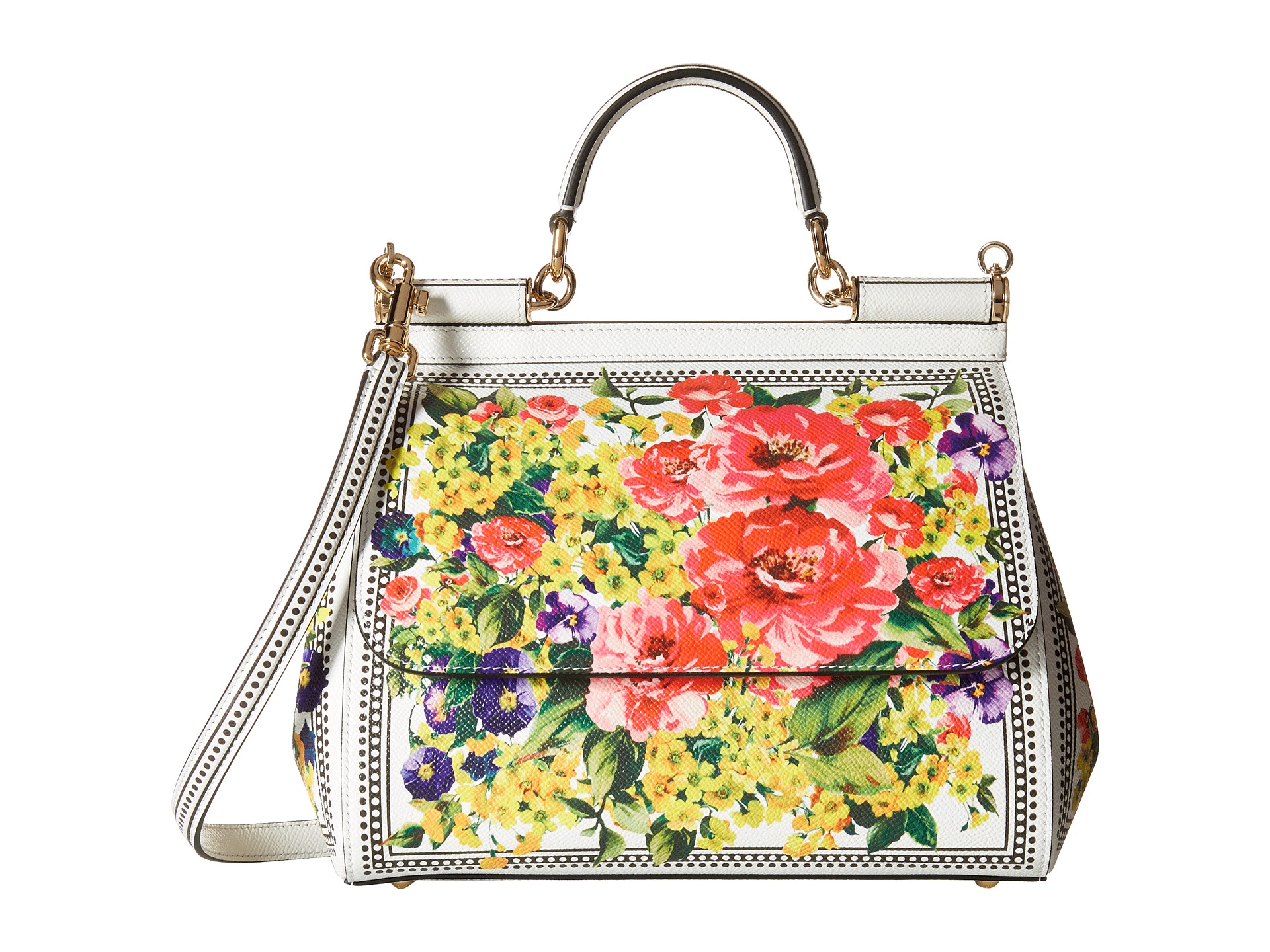 Dolce & Gabbana Floral Printed Sicily Bag at Luxury.Zappos.com