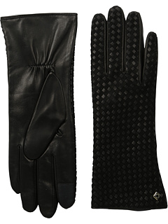 Cole Haan Braided Back Leather Gloves with Tech Black - Zappos.com Free ...