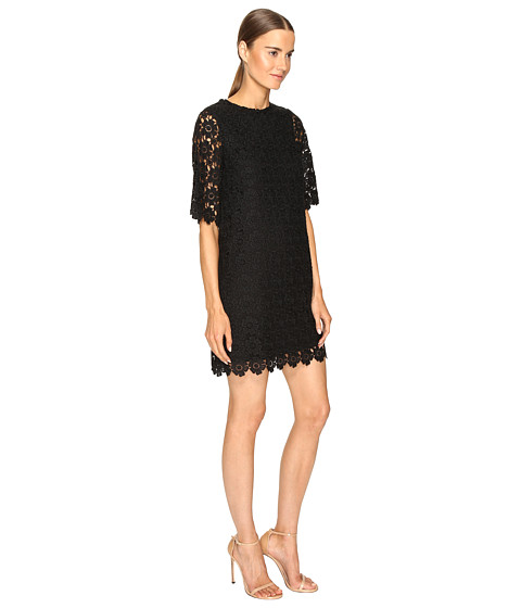 KATE SPADE Short-Sleeve Daisy Lace Shift Dress, Black | ModeSens