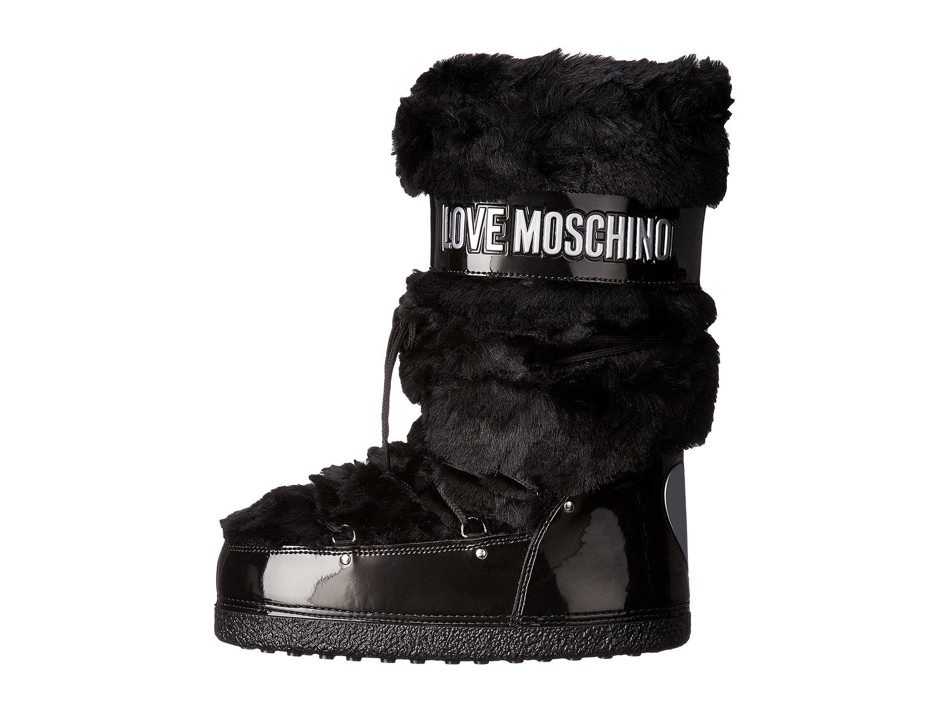 LOVE Moschino Faux Fur Moon Boot Black - Zappos.com Free Shipping BOTH Ways