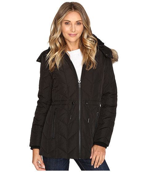 凯尼斯柯尔kenneth cole new york间棉chevorn外套带fur兜帽