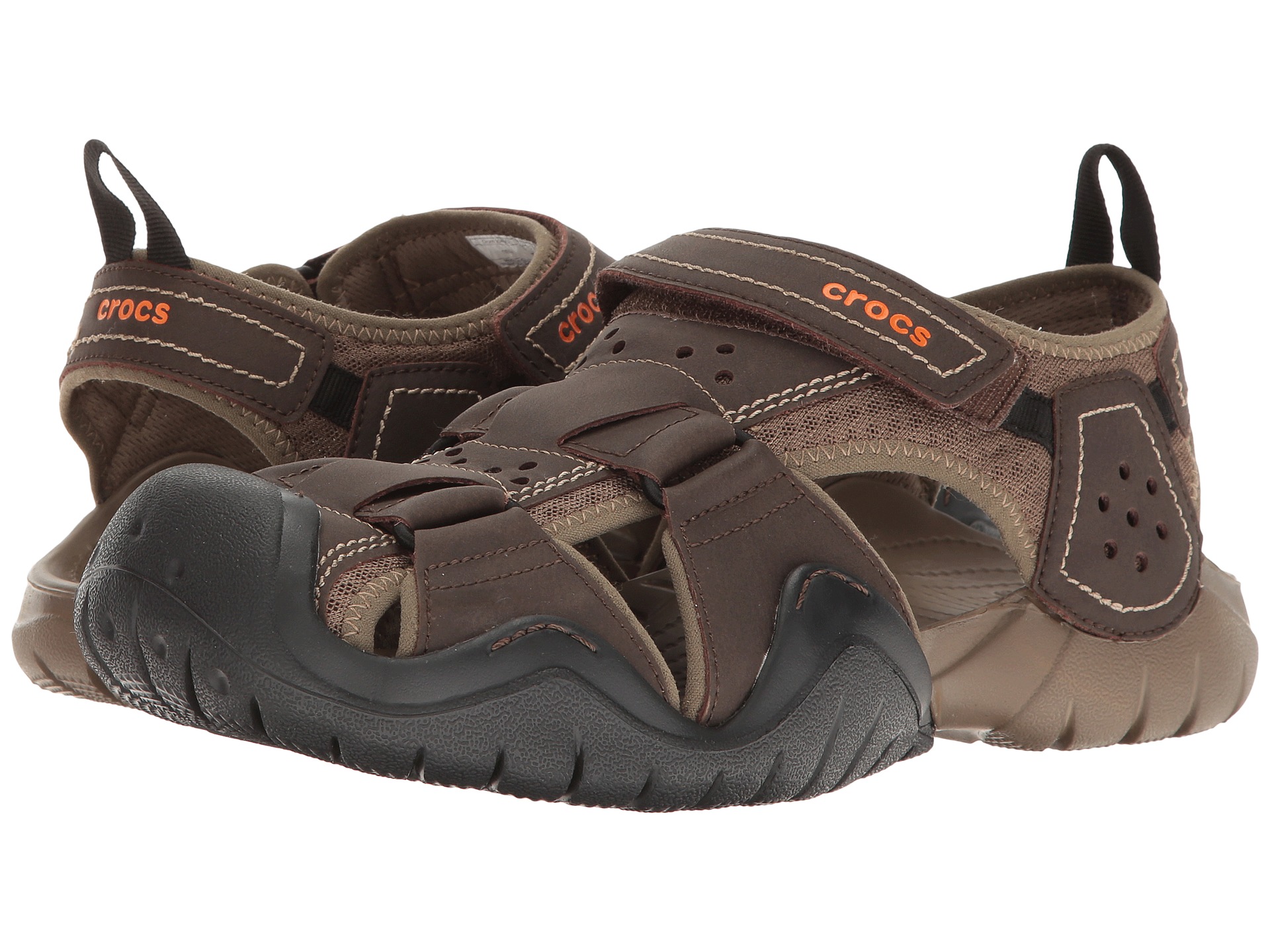 Crocs Swiftwater Leather Fisherman at Zappos.com