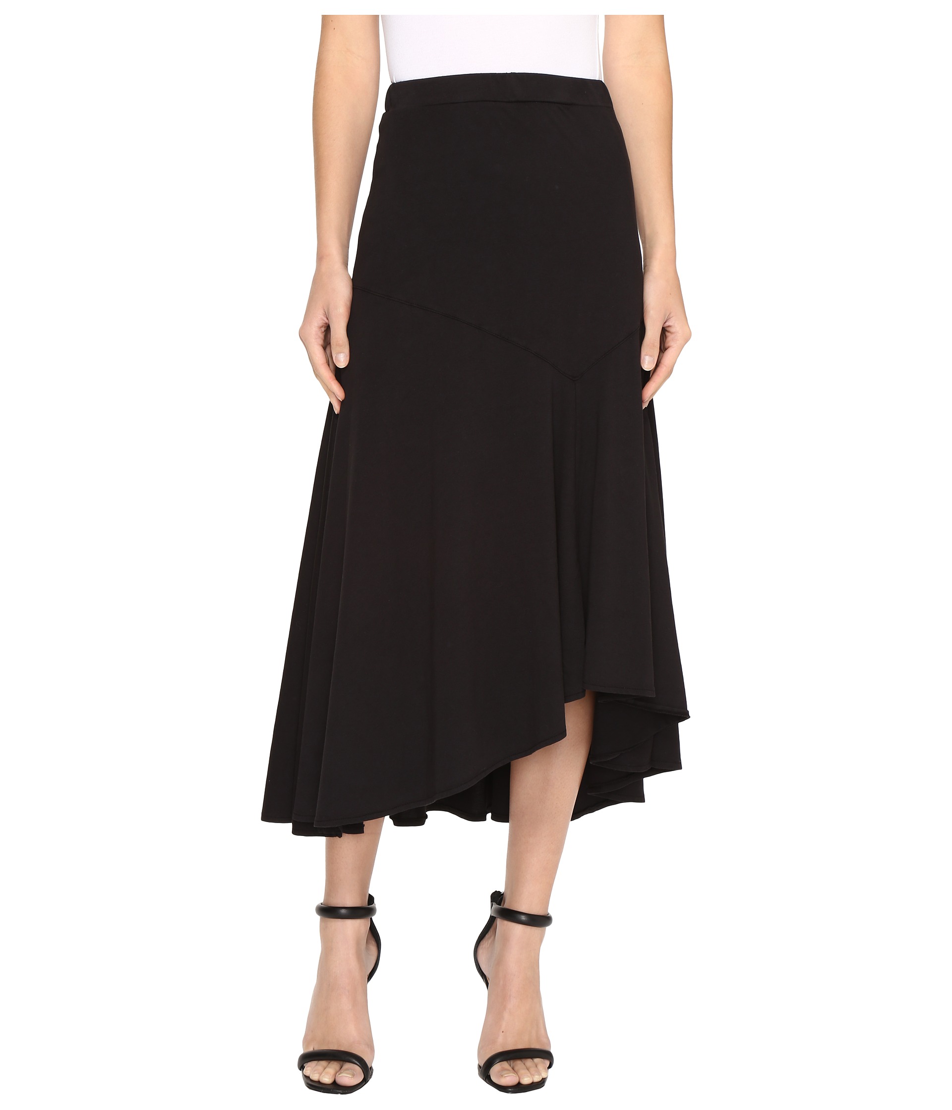 Mod-o-doc Classic Jersey Hi-Low Asymmetrical Seamed Skirt Black ...