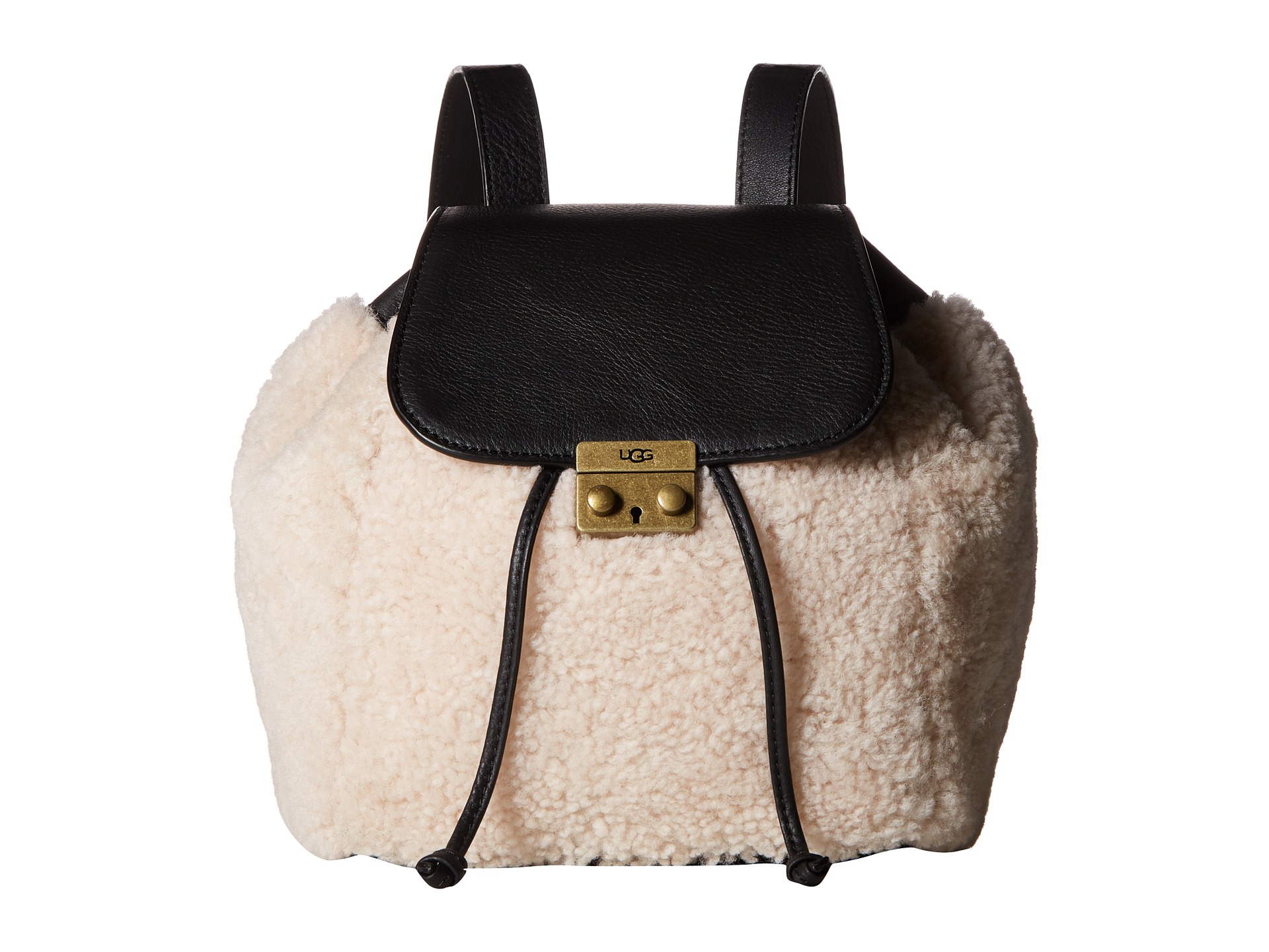 UGG Vivenne Sheepskin Backpack Black/Natural - Zappos.com Free Shipping ...