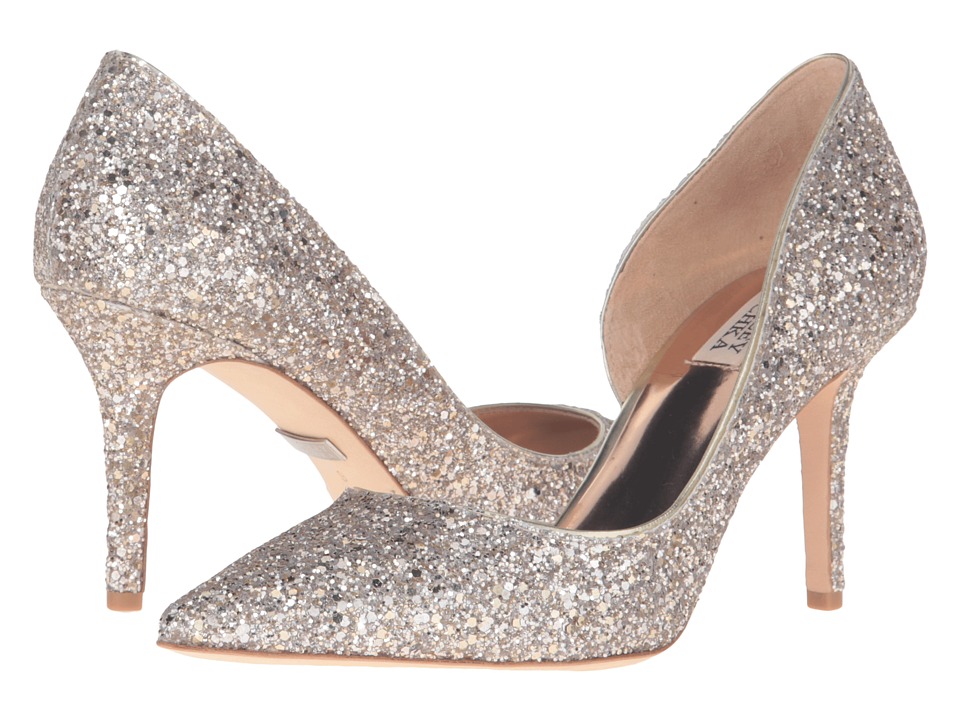 Badgley Mischka Daisy (Platino Chunky Glitter Fabric) High Heels