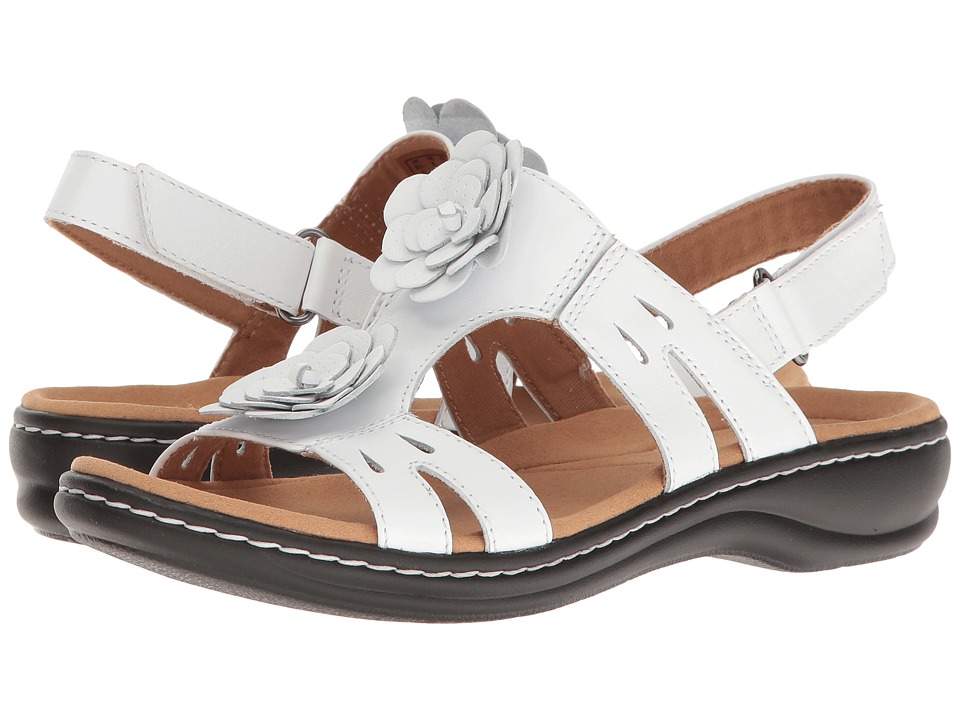Clarks Leisa Claytin (White Leather) Sandals
