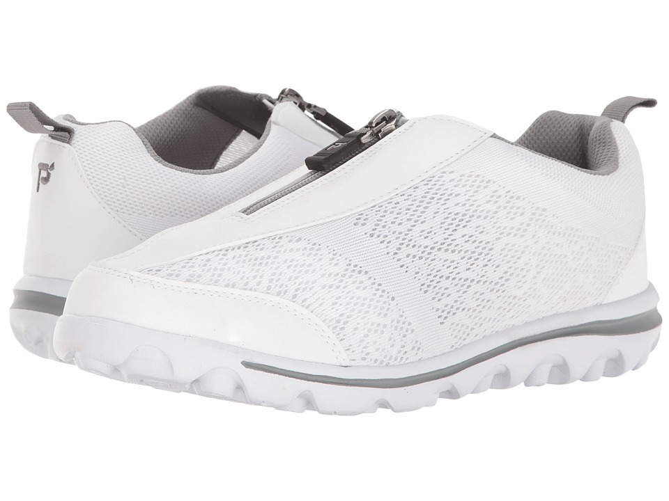 Propet TravelActiv Zip (White/Silver) Women's Shoes