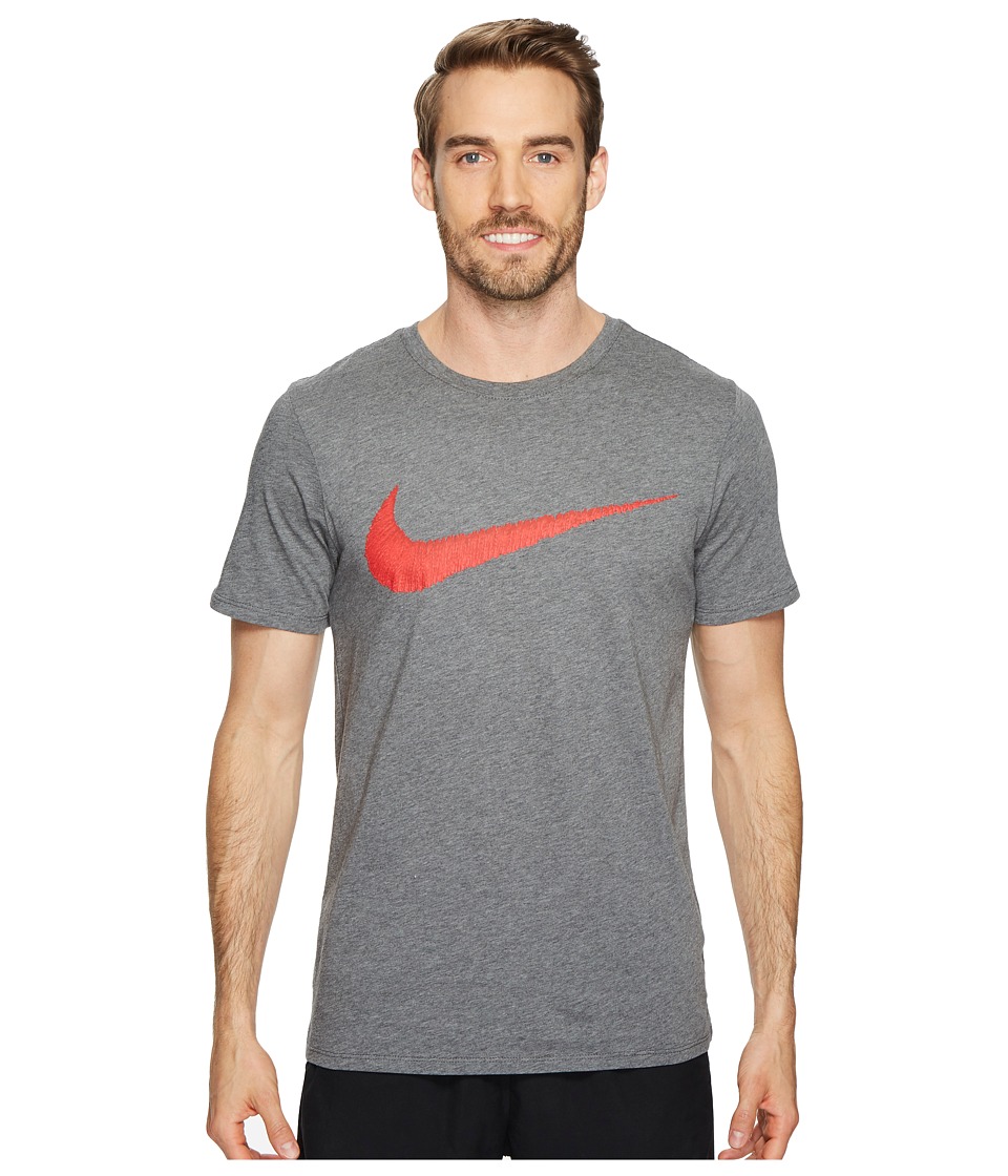 Nike Hangtag Swoosh Tee (Charcoal Heather/University Red) Men
