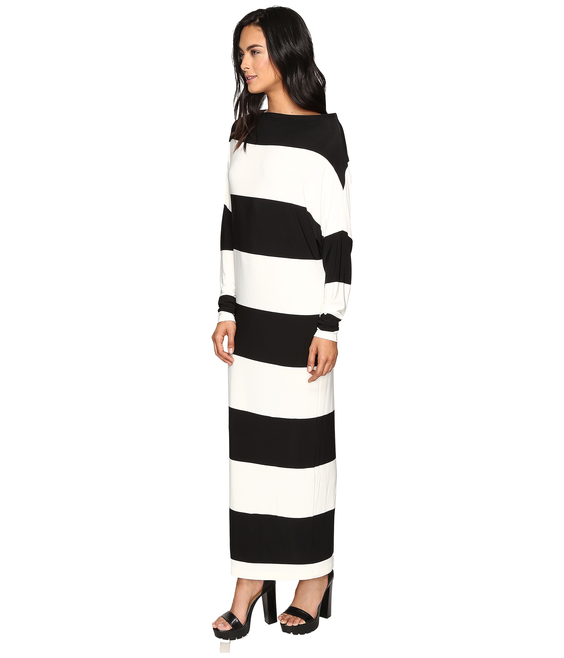 KAMALIKULTURE by Norma Kamali All-In-One Gown 6 Inch Ivy/Black Stripe ...