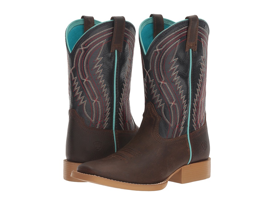 brown and blue ariat boots