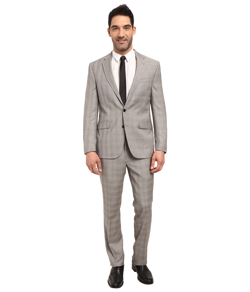 Kenneth Cole Reaction - Chelsea Suit (Black/White/Red Plaid) Mens Suits Sets