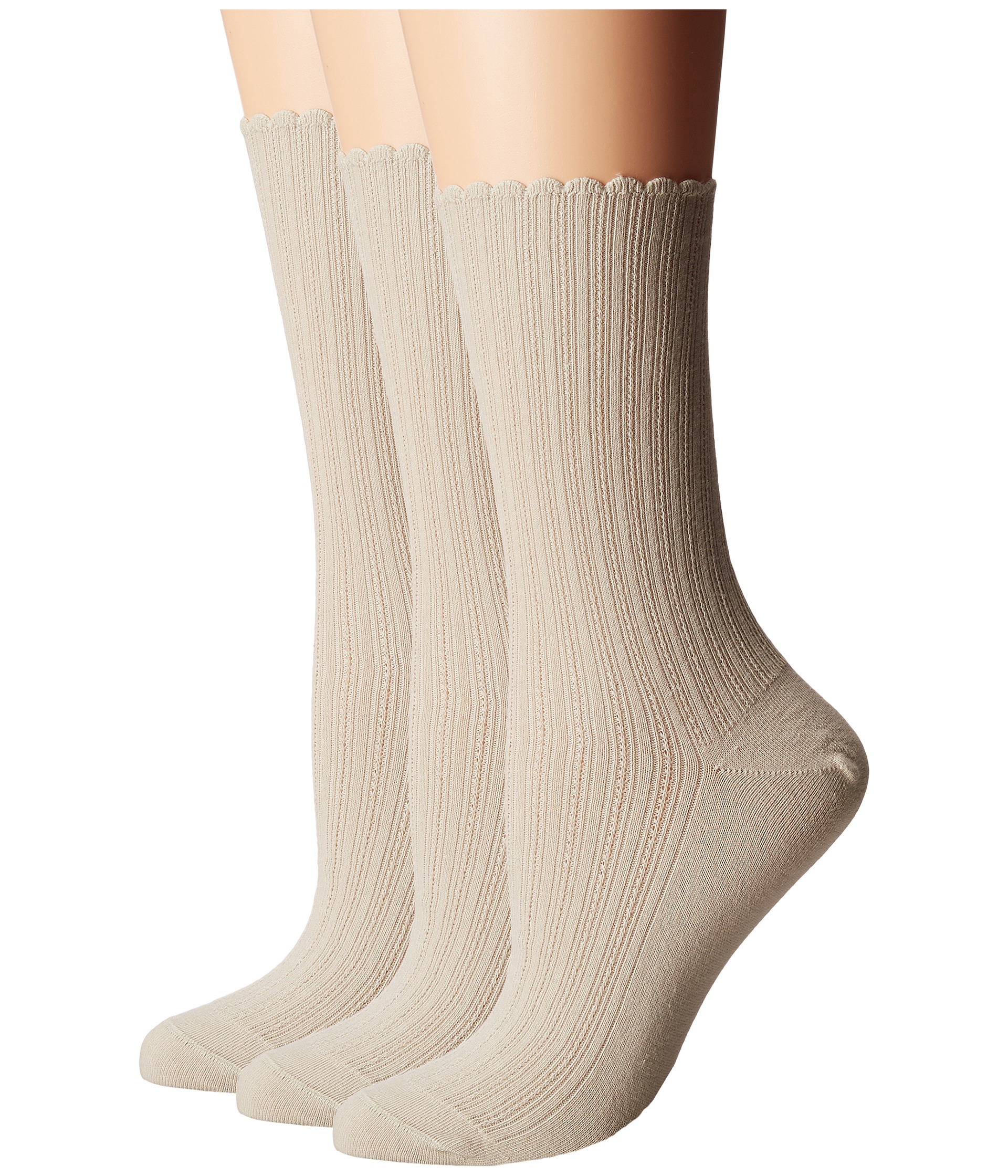 HUE Scalloped Pointelle Socks 3-Pack Chinos - Zappos.com Free Shipping ...