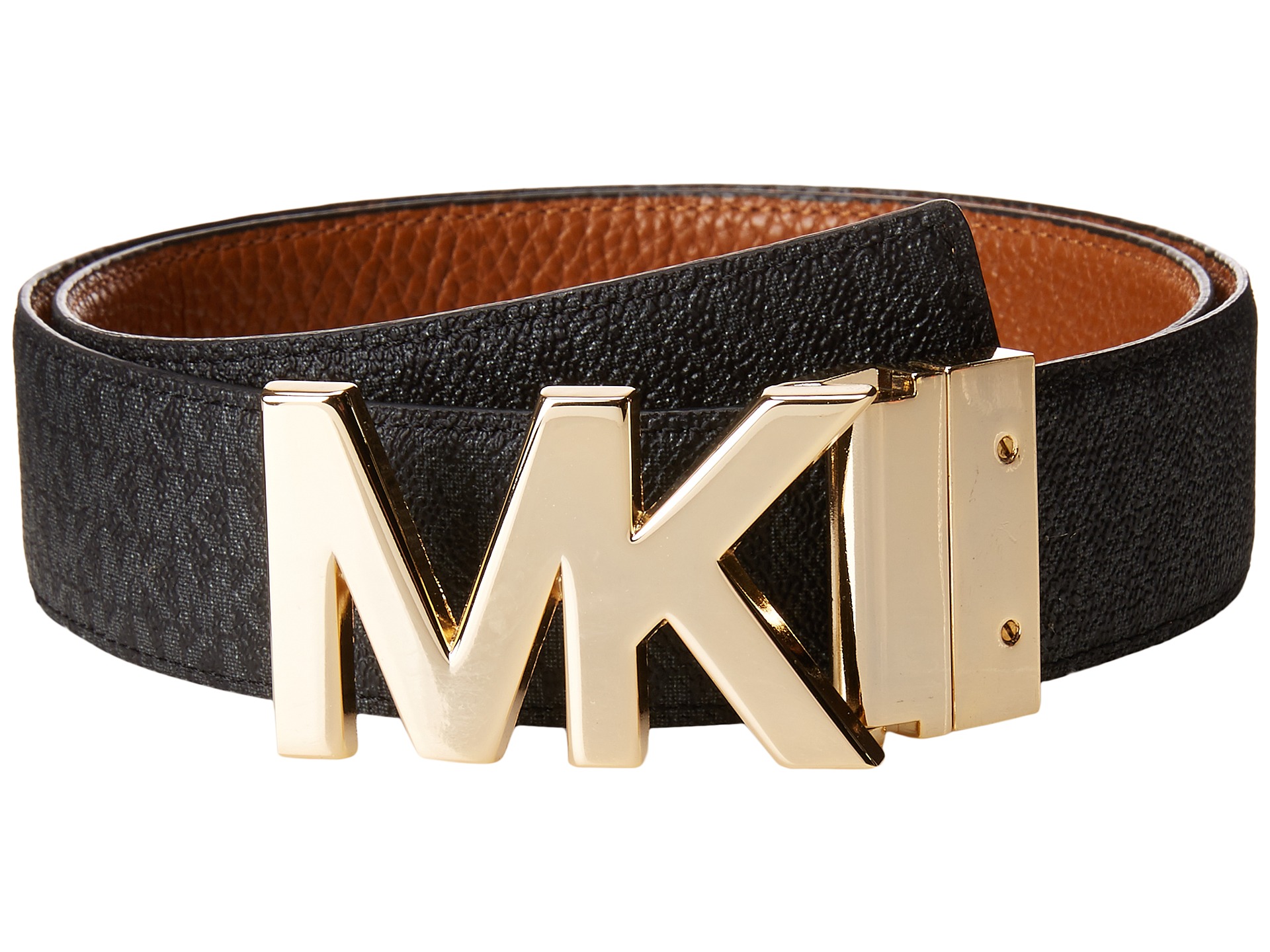 MICHAEL Michael Kors 38mm Reversible Pebble to Logo Belt on MK Plaque ...