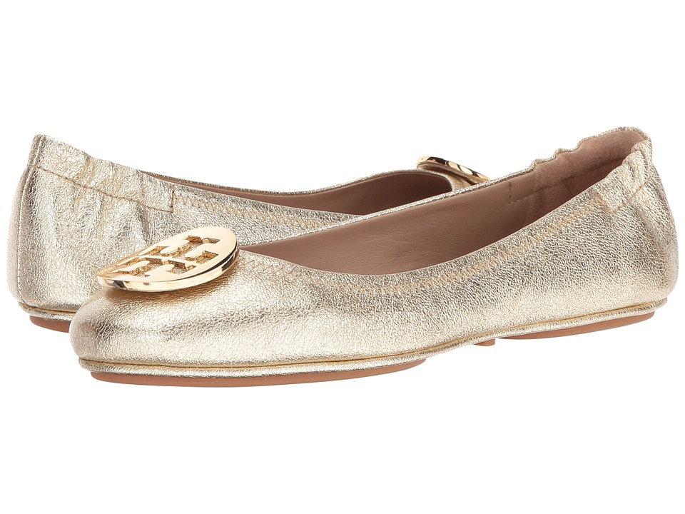 Tory Burch Minnie Travel Ballet Flat (Spark Gold) Women's Shoes